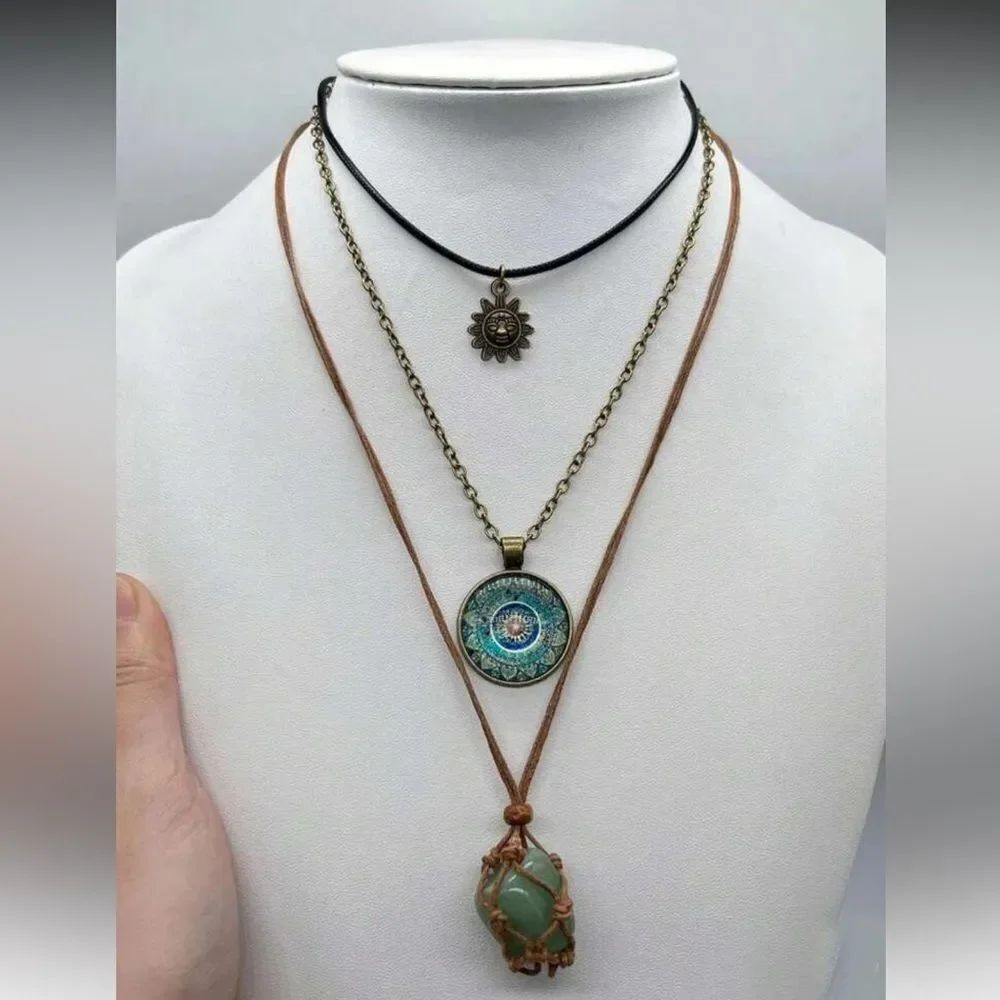 Bohemian Layered Pendant Necklace Set N2059